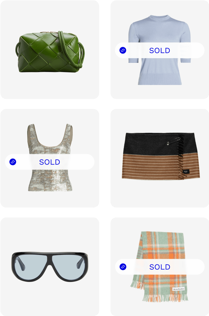 Four products in a grid with the words sold